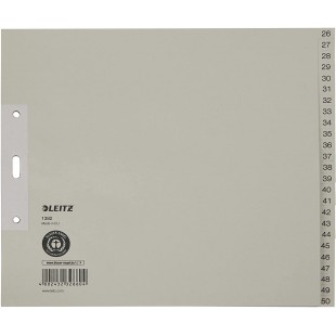 Leitz Intercalaires A4 avec Onglets 26-50, Mi-Hauteur, Extra-Large, Papier 100% Recycle, Certifie Ange Bleu, Gris, 13