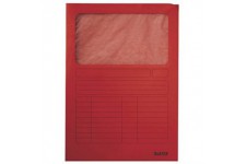 Lot de 100 : Esselte-leitz protege document a4-ouverture sur le dessus et a droite-rouge