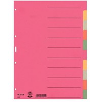 Esselte Leitz Carton Intercalaires, format A4, carton, 10 feuilles, couleurs