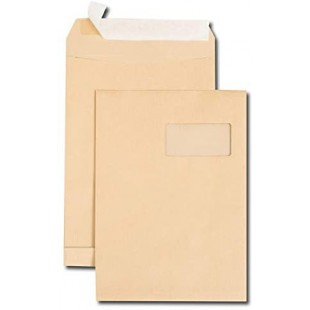 Paquet de 250 pochettes kraft 120g 229 x 324 mm a  fenetre 50 X 100 mm et a  3 soufflets 30 mm