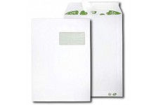 Erapure Boite de 250 pochettes recyclees extra Blanches FormatC4 229x324mm fenetre 50x100mm 90g