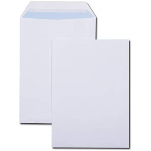 Boite de 500 pochettes blanches C5 162x229 90 g/m² bande de protection