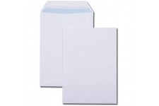 Boite de 500 pochettes blanches C5 162x229 90 g/m² bande de protection