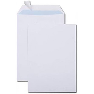 Boite de 500 pochettes blanches B5 176x250 90 g/m² bande de protection