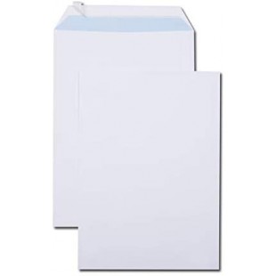 Boite de 250 pochettes blanches C4 229x324 90 g/m² bande de protection