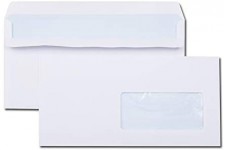 Boite de 500 enveloppes blanches DL 110x220 80 g/m² fenetre 45x100 autocollantes