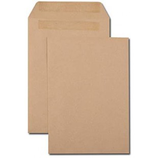 Boite de 500 pochettes kraft brun C5 162x229 90 g/m² autocollantes