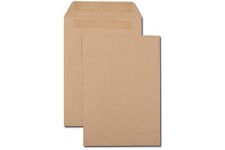 Boite de 500 pochettes kraft brun C5 162x229 90 g/m² autocollantes