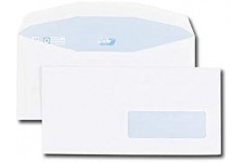 Boite de 1000 enveloppes patte trapeze blanches C6/C5 115x229 80 g/m² fenetre 35x100 gommees