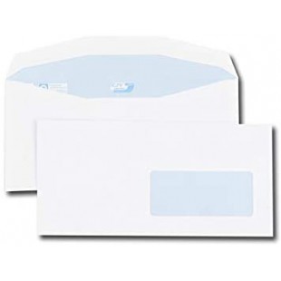 Boite de 1000 enveloppes patte trapeze blanches C6/C5 115x229 80 g/m² fenetre 45x100 gommees