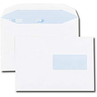 Boite de 500 enveloppes patte trapeze blanches C5 162x229 80 g/m² fenetre 45x100 gommees