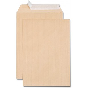 Boite de 250 pochettes kraft brun C4 229x324 90 g/m² bande de protection