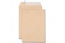 Boite de 250 pochettes kraft brun C4 229x324 90 g/m² bande de protection