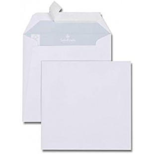 Boite de 500 enveloppes carrees blanches 165x165 120 g/m² bande de protection