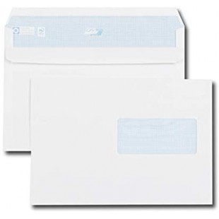 Boite de 500 enveloppes blanches C5 162x229 90 g/m² fenetre 45x100 autocollantes