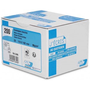 Boite de 200 enveloppes, DL, 110 x 220 mm, blanc, avec fenetre