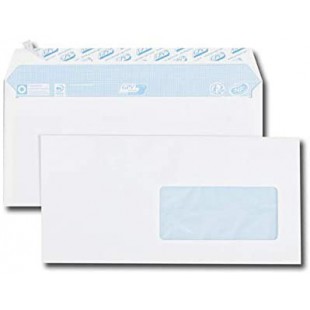 Boite de 70 enveloppes blanches DL 110x220 80 g/m² fenetre 45x100 bande de protection