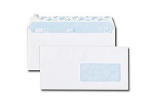 Boite de 70 enveloppes blanches DL 110x220 80 g/m² fenetre 45x100 bande de protection