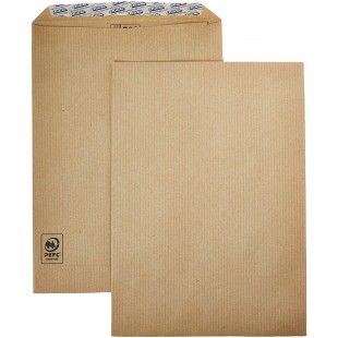 Boite de 500 pochettes kraft recycle C5 162x229mm 85g autoadhesive