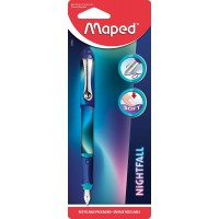 Maped - Stylo Plume Nightfall - Plume Acier - Pointe Iridium - Stylo Plume Rechargeable - Stylo a  Encre - Corps Decore Couleurs