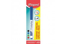 Maped - Boite de 12 Marker'Peps fins effacables - Feutres fins effacables a sec - Coloris : Noir x4, bleu x4, vert 