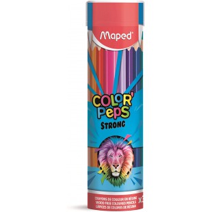 Maped - Crayons de Couleur Strong Color'Peps - 36 Crayons de Coloriage Ultra-resistants et Ergonomiques - Tube en Me