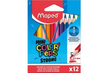 Maped - Crayons de Couleur STRONG Mini Color'Peps - 12 Crayons de Coloriage Ultra-resistants et Ergonomique - Pochette de 12 Pet