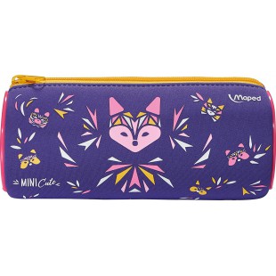 Maped - Trousse Ronde Mini Cute - Trousse Scolaire en Neoprene, Tissu Doux Anti-Dechirures - Trousse Violette