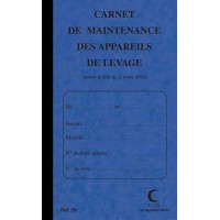 Lot de 5 : Carnet maintenance pour appareil de levage foliote de 1 a 15. 32 pages Format 21x13cm - Coloris aleatoire