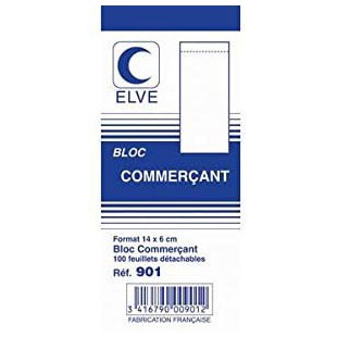 Lot de 10 : Bloc COMMERCANT 60 x 140 mm 100 Feuillets 