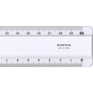 MINERVA Regle 30cm deux biseaux transparent