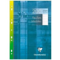 Feuillets mobiles Metric A4, etui de 100 feuilles perforees 90 g/m², coloris blanc, ligne 8mm + marge