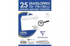 Sachet de 25 enveloppes Adheclair blanches, fond gris, adhesive avec bande, 90 g/m², C6