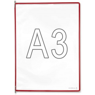 Lot de 10 : Tarifold tableaux transparents pour documents format A3 Rouge
