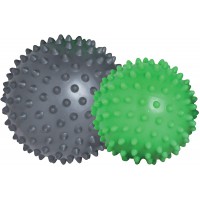 Schildkrot Fitness, lot de 2 boules de massage Spiky a  picots, diametre 7 et 9cm, vert-anthracite