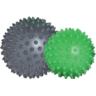 Schildkrot Fitness, lot de 2 boules de massage Spiky a  picots, diametre 7 et 9cm, vert-anthracite