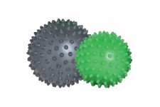 Schildkrot Fitness, lot de 2 boules de massage Spiky a  picots, diametre 7 et 9cm, vert-anthracite