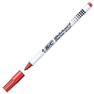 BIC 11589 Velleda 1721 Marqueur pointe ogive encre base alcool corps plastique inodore 1 mm Rouge