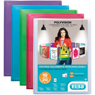 Lot de 20 : Elba 100211075 Polyvision Porte-documents A4 Bleu/Rose/Violet/Vert