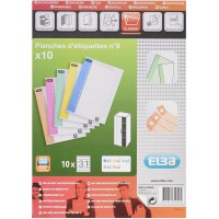 L'Oblique AZ Sachet de 10 planches d'etiquettes n°9 pour dossiers armoire Assortis