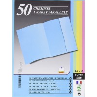 Paquet de 50 chemises 1 rabat lateral carte 250 grammes Bleu