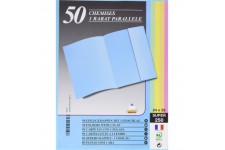 Paquet de 50 chemises 1 rabat lateral carte 250 grammes Bleu