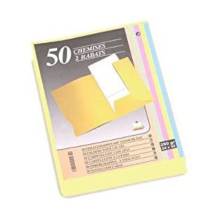 Paquet de 50 chemises 1 rabat lateral carte 250 grammes Canari