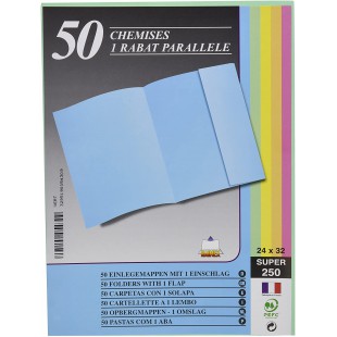 Paquet de 50 chemises 1 rabat lateral carte 250 grammes Vert