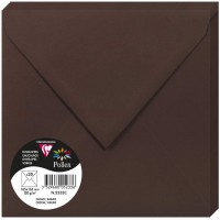 Clairefontaine 5233C - Paquet de 20 Enveloppes Gommees - Format Carre 16,5x16,5cm - 120g/m² - Coloris Cacao - Invitation Eveneme