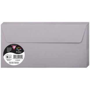 Clairefontaine 5325C - Paquet de 20 Enveloppes Auto-Adhesives - Format DL 11x22cm - 120g/m² - Coloris Gris Koala - Invitation Ev