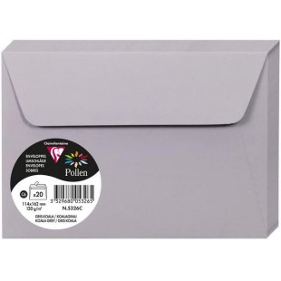 Clairefontaine 5328C - Paquet de 20 Enveloppes Gommees - Format Carre 14x14cm - 120g/m² - Coloris Gris Koala - Invitation Evenem