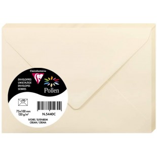 Clairefontaine 5440C - Paquet de 20 Enveloppes Gommees - Format 7,5x10cm - 120g/m² - Coloris Ivoire - Invitation Evenements et C