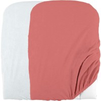 Domiva Lot 2 Housses de matelas a langer - 50 x 75 cm - Eponge polycoton - Blanc/Terracotta