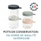 BÉABA Coffret 4 portions verre, pots de conservation (150ml pink / 150ml eucalyptus green / 250ml light mist / 250ml dark blue)